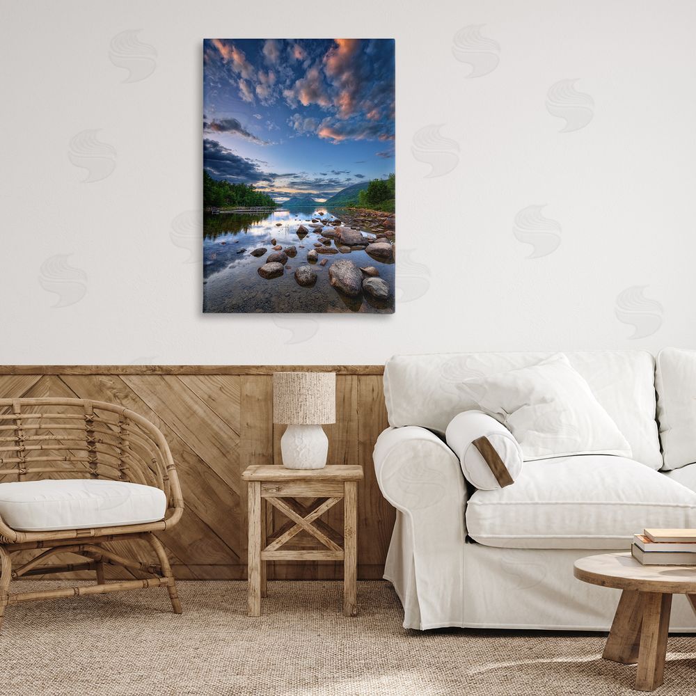 Rick Berk Rocky Mountainous Shore Canvas Wall Art Print in Room