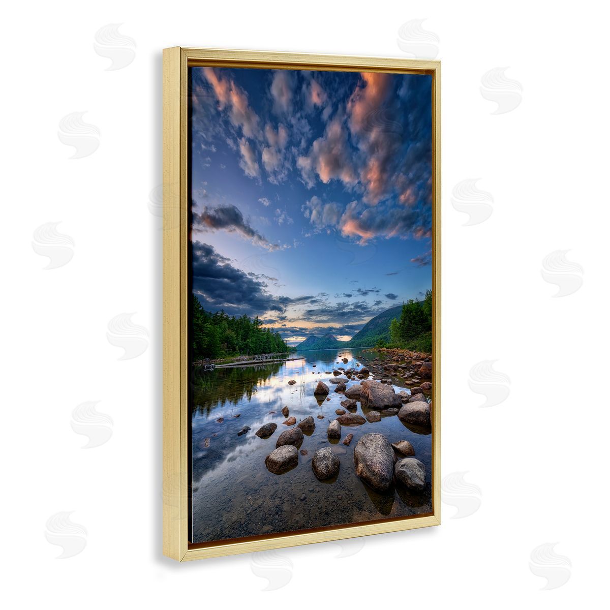 Rick Berk Rocky Mountainous Shore Gold Floating Frame Canvas Wall Art Print