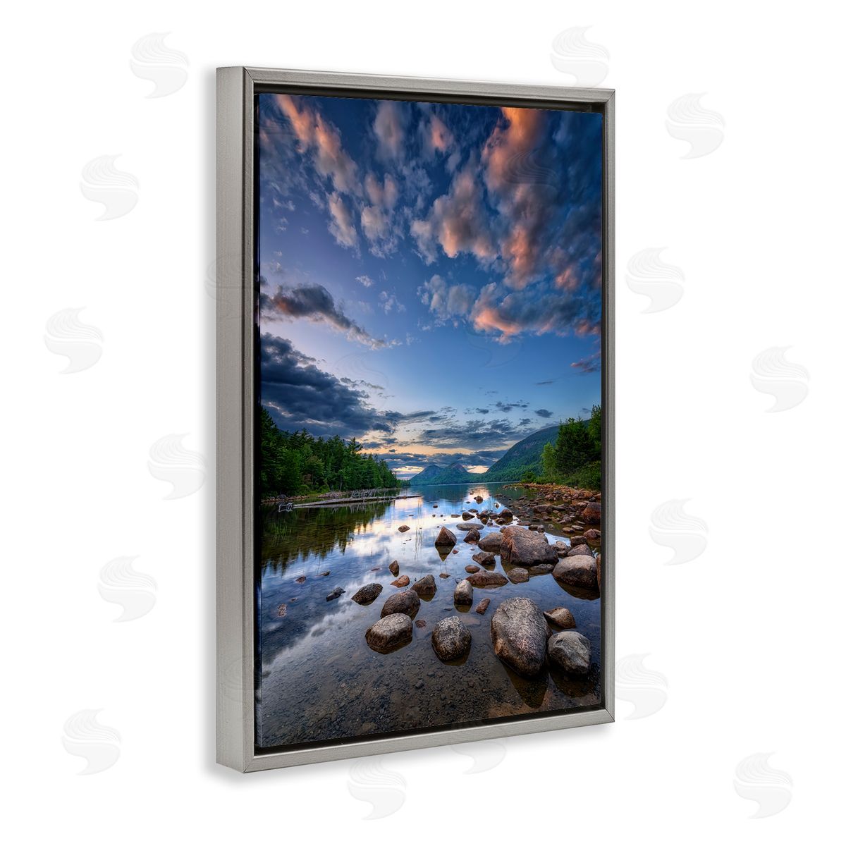 Rick Berk Rocky Mountainous Shore Gray Floating Frame Canvas Wall Art Print
