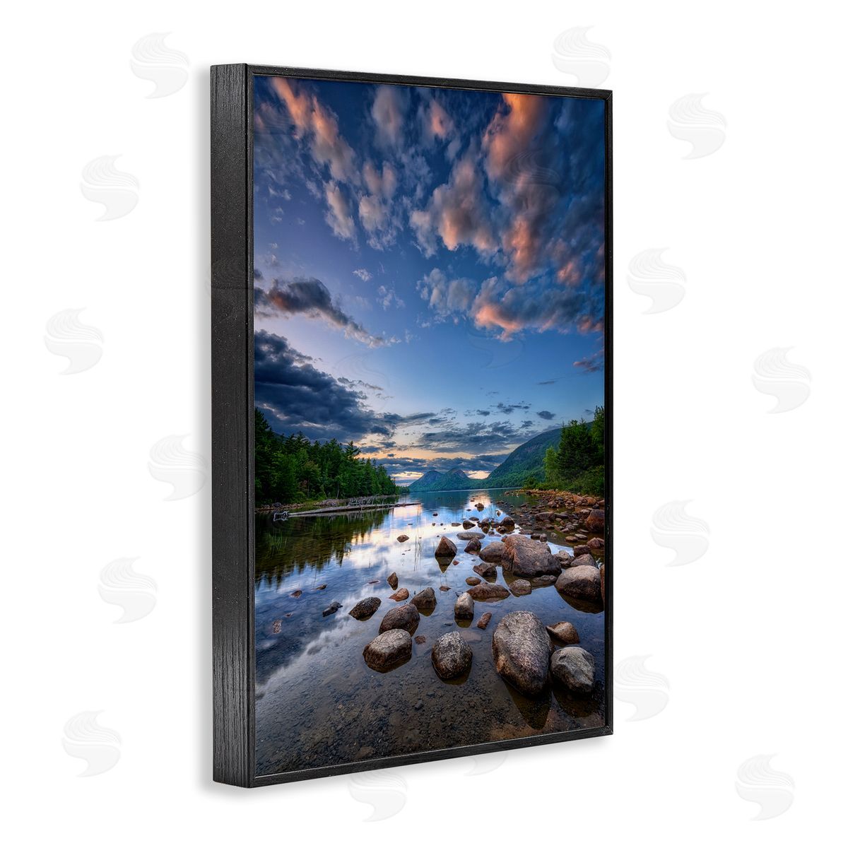 Rick Berk Rocky Mountainous Shore Black Framed Giclee Wall Art Print