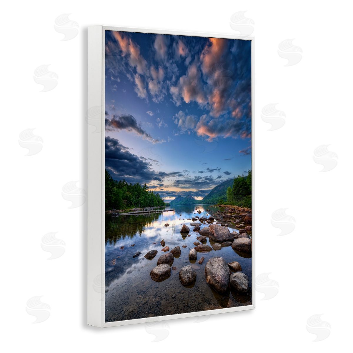 Rick Berk Rocky Mountainous Shore White Framed Giclee Wall Art Print