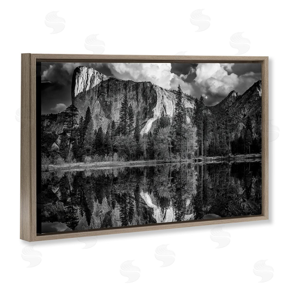 Rick Berk Forest Trees Lake Reflection Brown Floating Frame Canvas Wall Art Print
