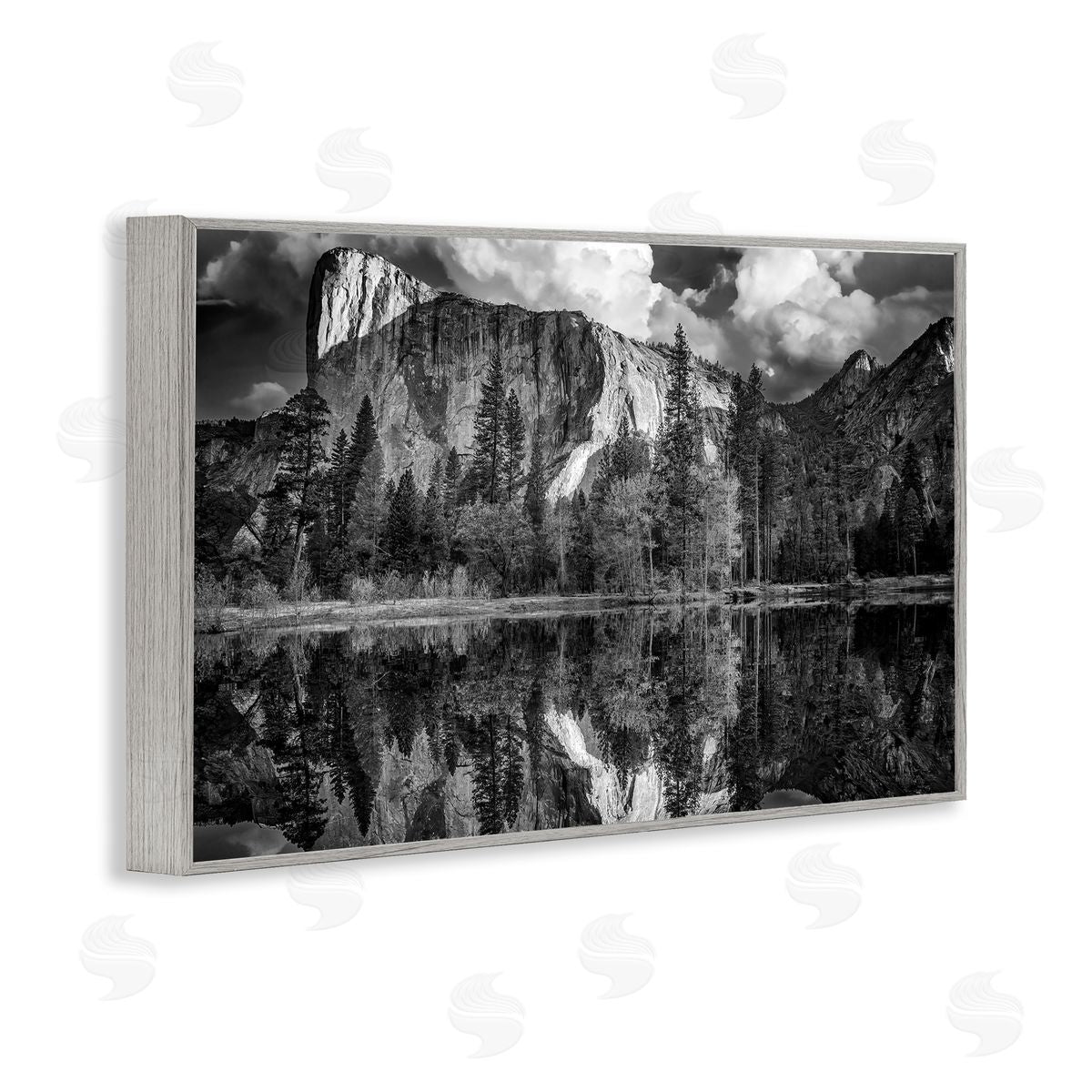 Rick Berk Forest Trees Lake Reflection Gray Framed Giclee Wall Art Print