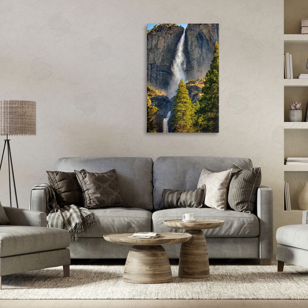 Rick Berk Waterfall Between Cliffs Canvas Wall Art Print in Room