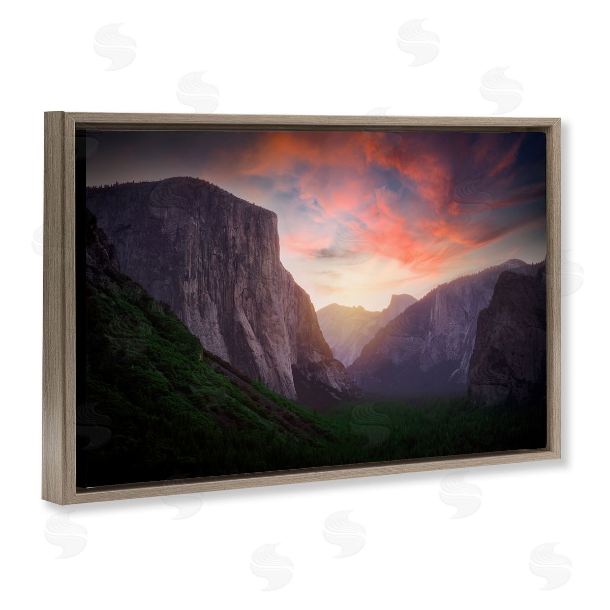 Rick Berk Sunset Through Mountain Cliffs Brown Floating Frame Canvas Wall Art Print