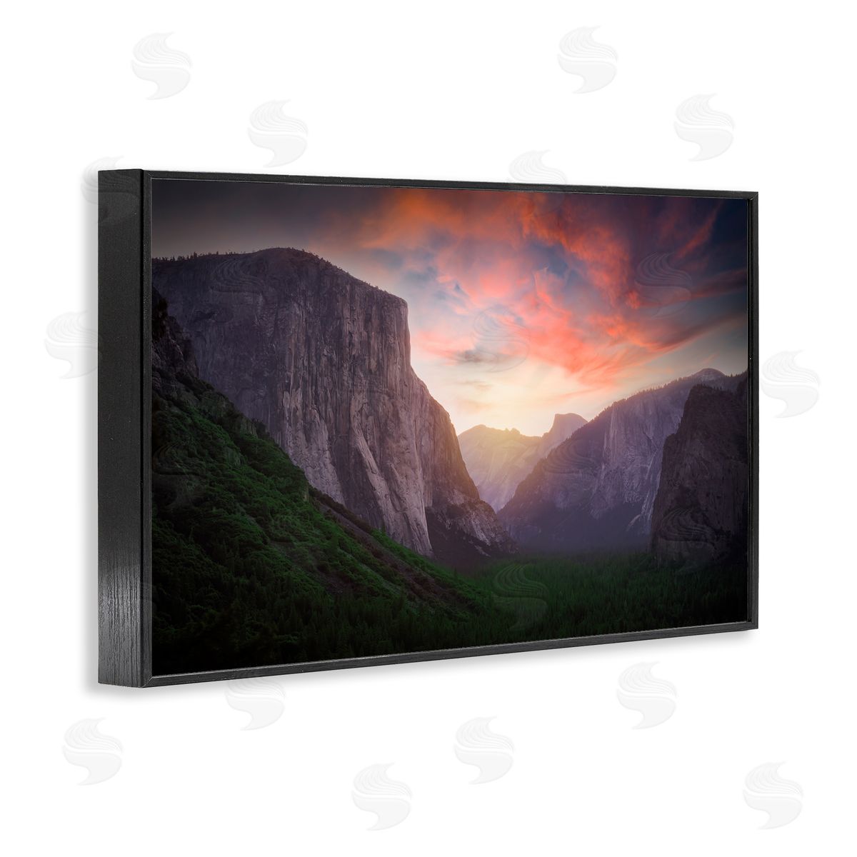 Rick Berk Sunset Through Mountain Cliffs Black Framed Giclee Wall Art Print