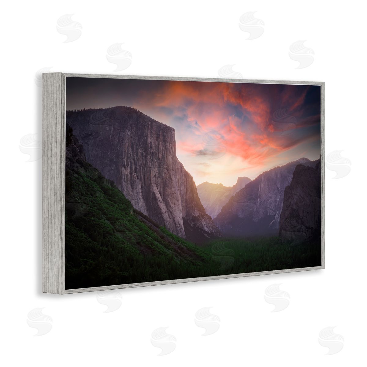 Rick Berk Sunset Through Mountain Cliffs Gray Framed Giclee Wall Art Print