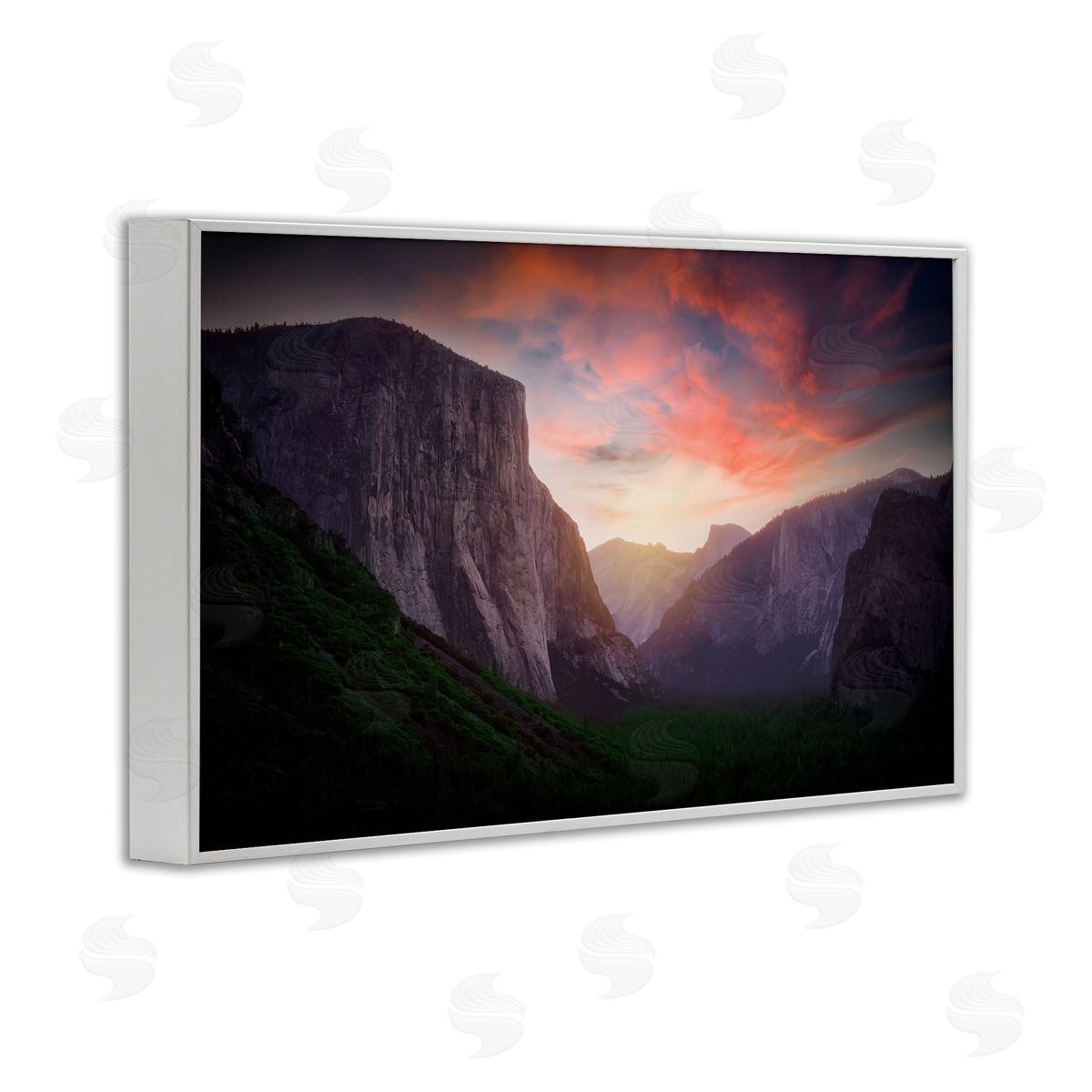 Rick Berk Sunset Through Mountain Cliffs White Framed Giclee Wall Art Print