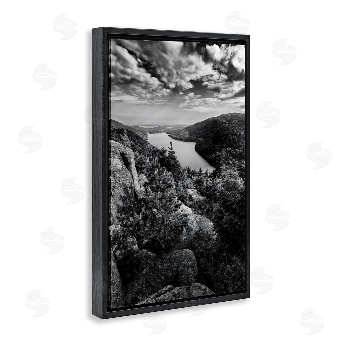 Rick Berk Looking Over Cliffs Landscape Black Floating Frame Canvas Wall Art Print