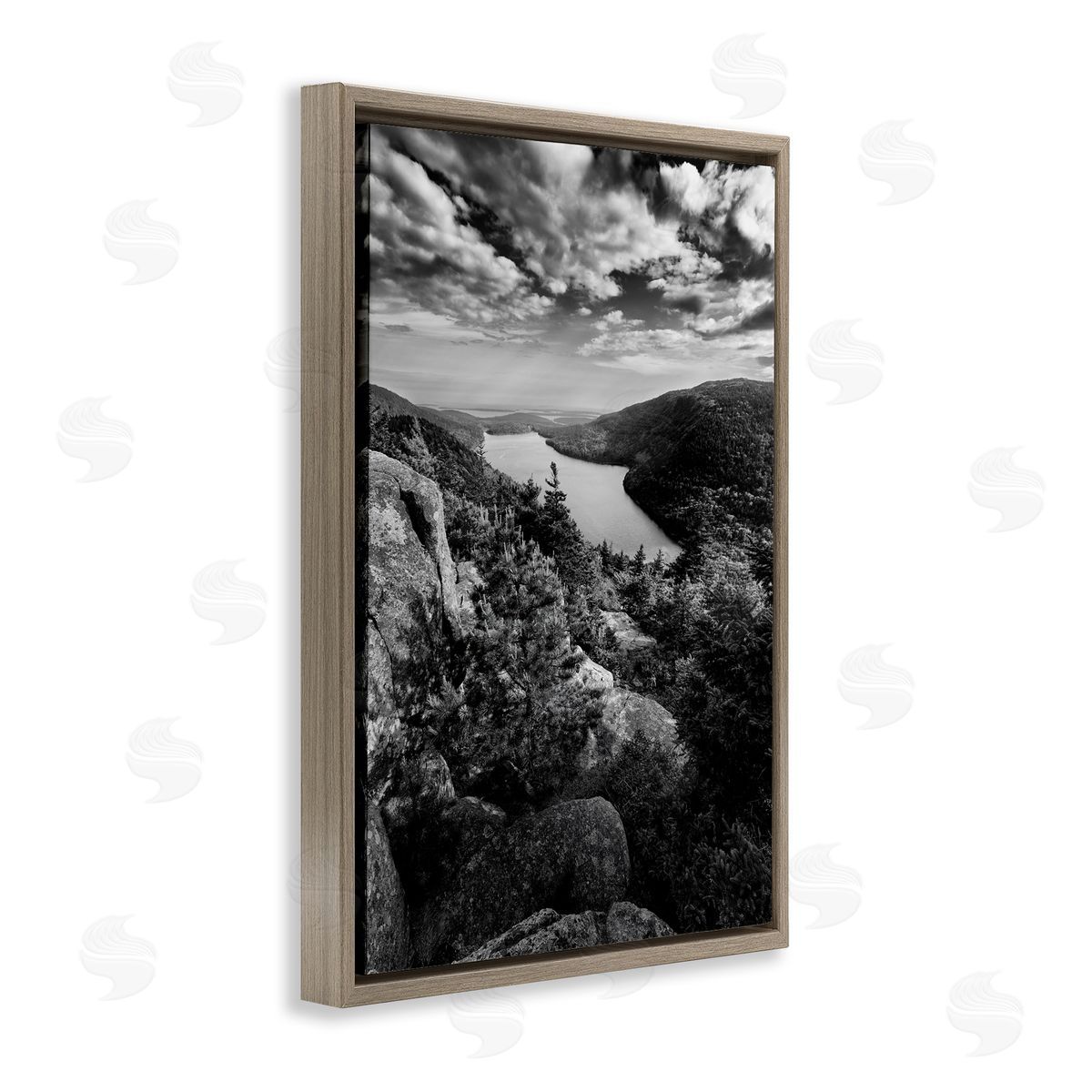 Rick Berk Looking Over Cliffs Landscape Brown Floating Frame Canvas Wall Art Print