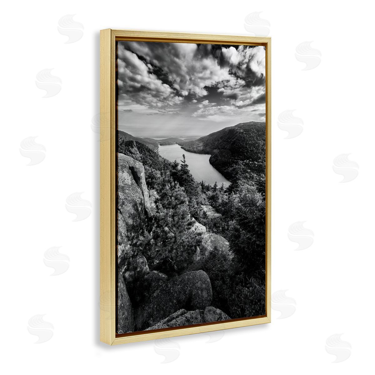 Rick Berk Looking Over Cliffs Landscape Gold Floating Frame Canvas Wall Art Print