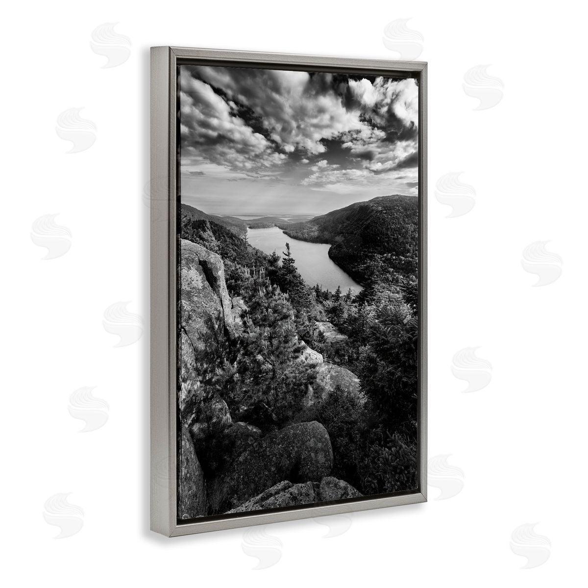 Rick Berk Looking Over Cliffs Landscape Gray Floating Frame Canvas Wall Art Print