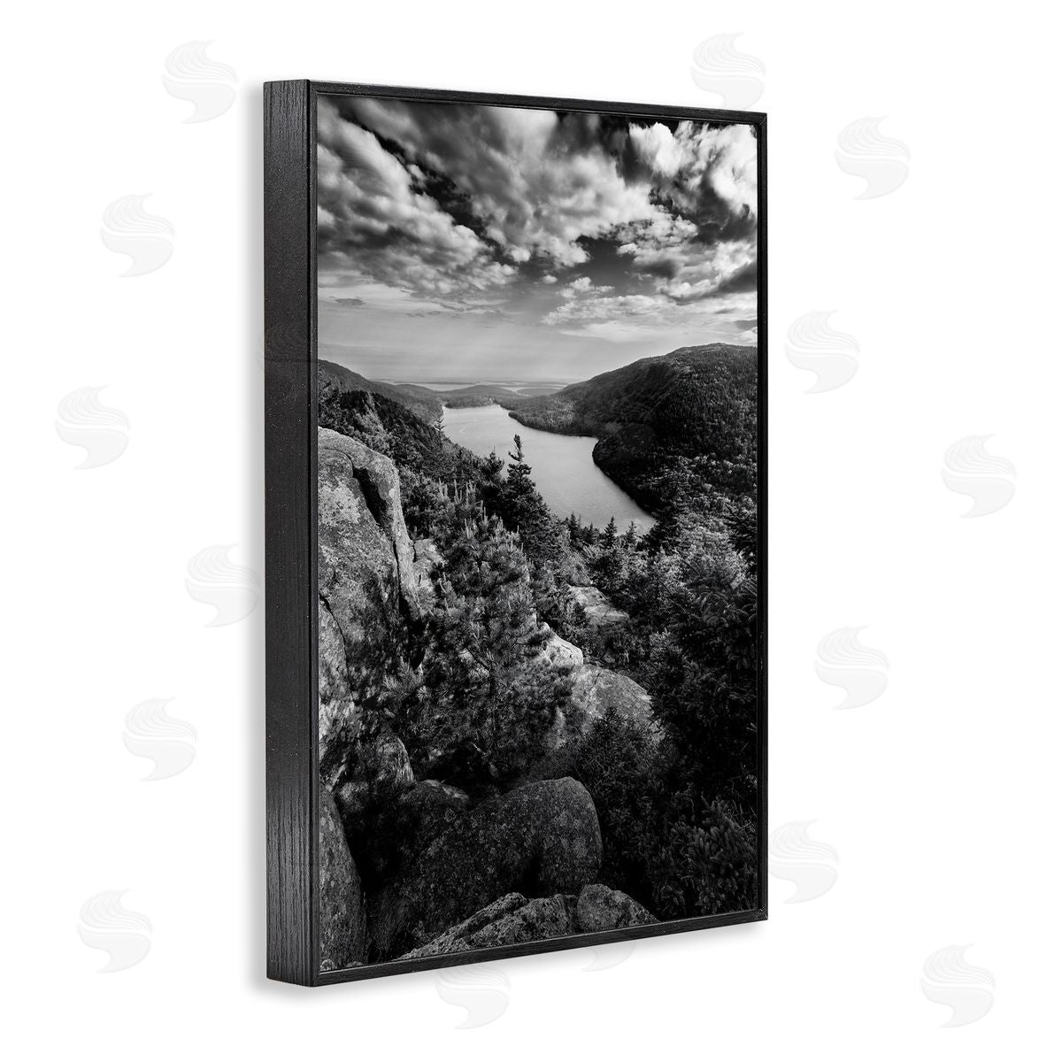 Rick Berk Looking Over Cliffs Landscape Black Framed Giclee Wall Art Print