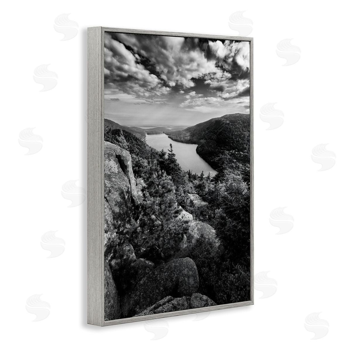 Rick Berk Looking Over Cliffs Landscape Gray Framed Giclee Wall Art Print