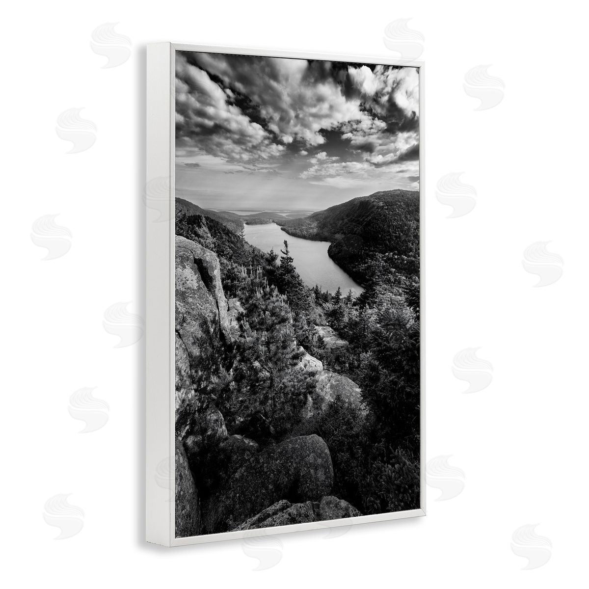 Rick Berk Looking Over Cliffs Landscape White Framed Giclee Wall Art Print