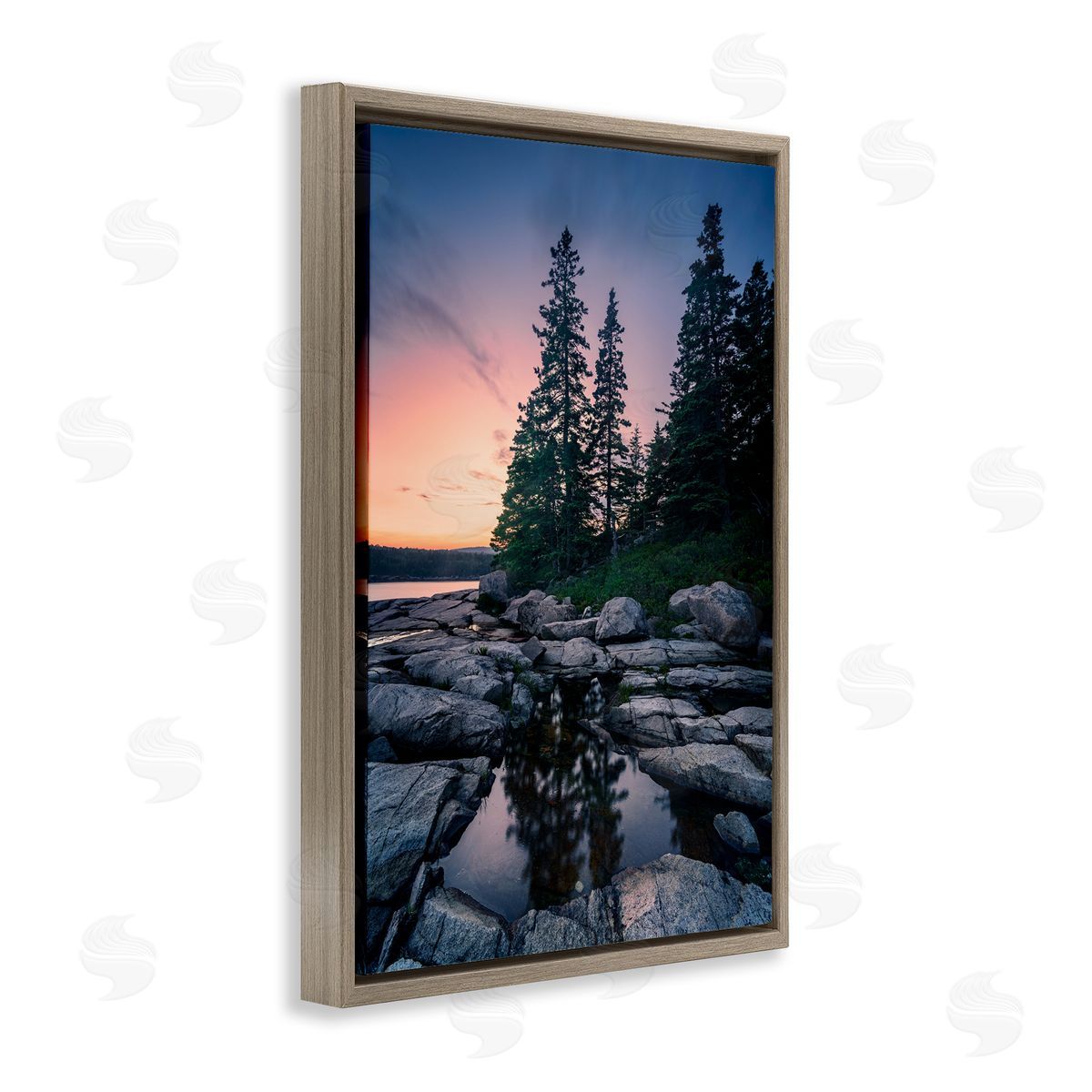 Rick Berk Trees Reflected in Tide Pool Brown Floating Frame Canvas Wall Art Print
