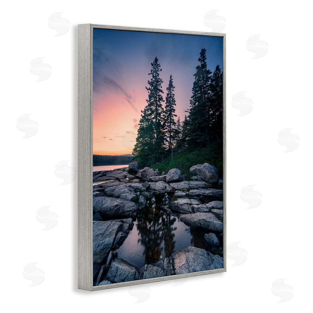 Rick Berk Trees Reflected in Tide Pool Gray Framed Giclee Wall Art Print