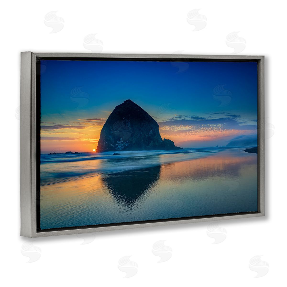 Rick Berk Deep Sunset Island View Gray Floating Frame Canvas Wall Art Print