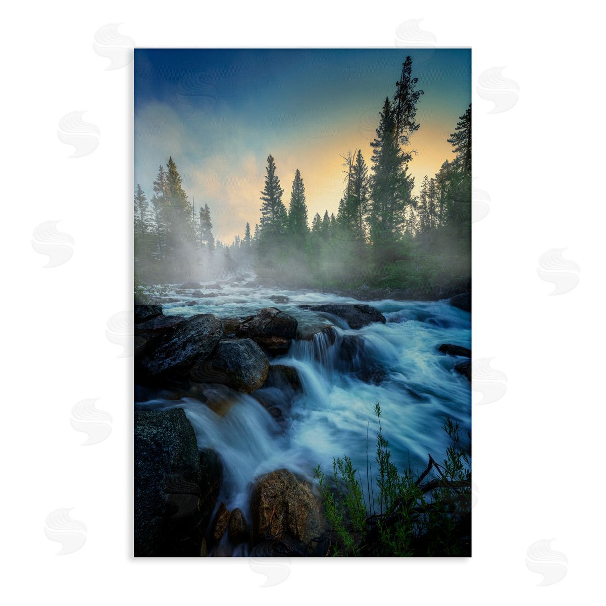 Rick Berk Fog Over Rushing Water Canvas Wall Art Print