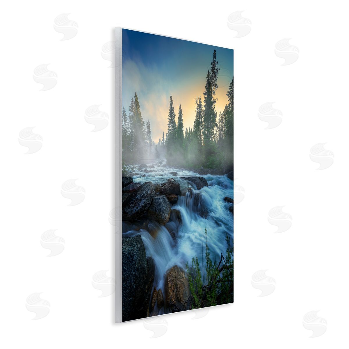 Rick Berk Fog Over Rushing Water Wooden Wall Plaque Art Print