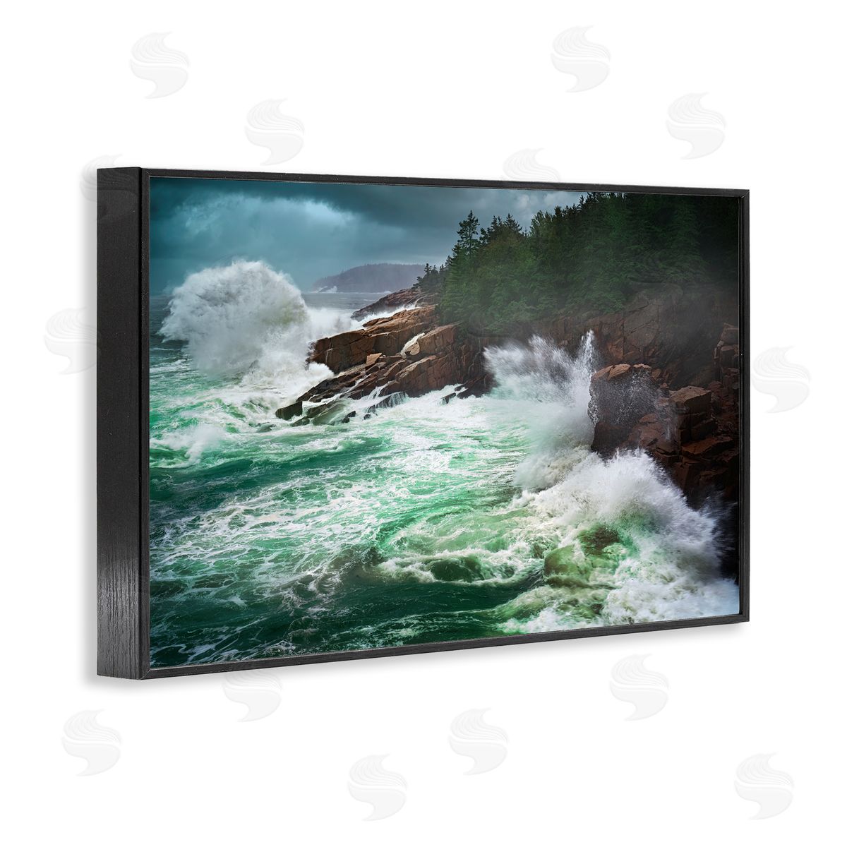 Rick Berk Strong Crashing Waves Black Framed Giclee Wall Art Print