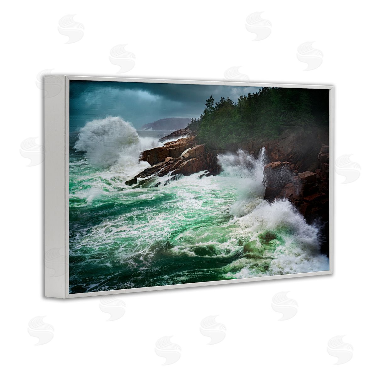 Rick Berk Strong Crashing Waves White Framed Giclee Wall Art Print