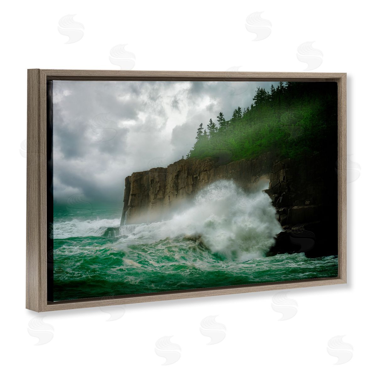 Rick Berk Rushing Water Crashing Brown Floating Frame Canvas Wall Art Print