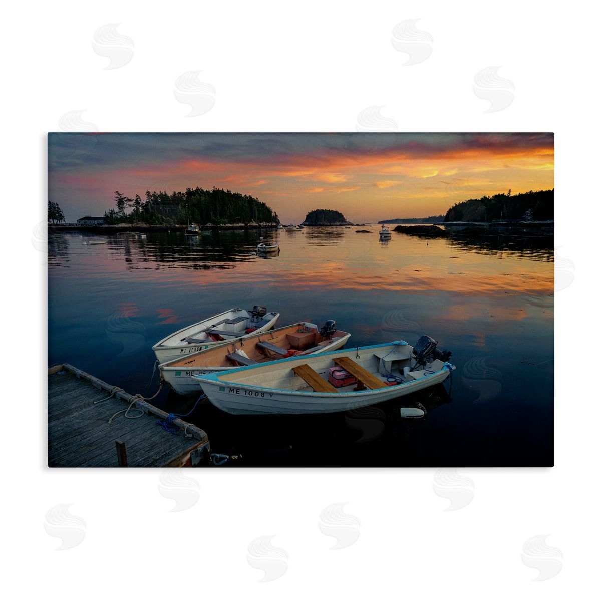 Rick Berk Three Boats at Sunset Canvas Wall Art Print