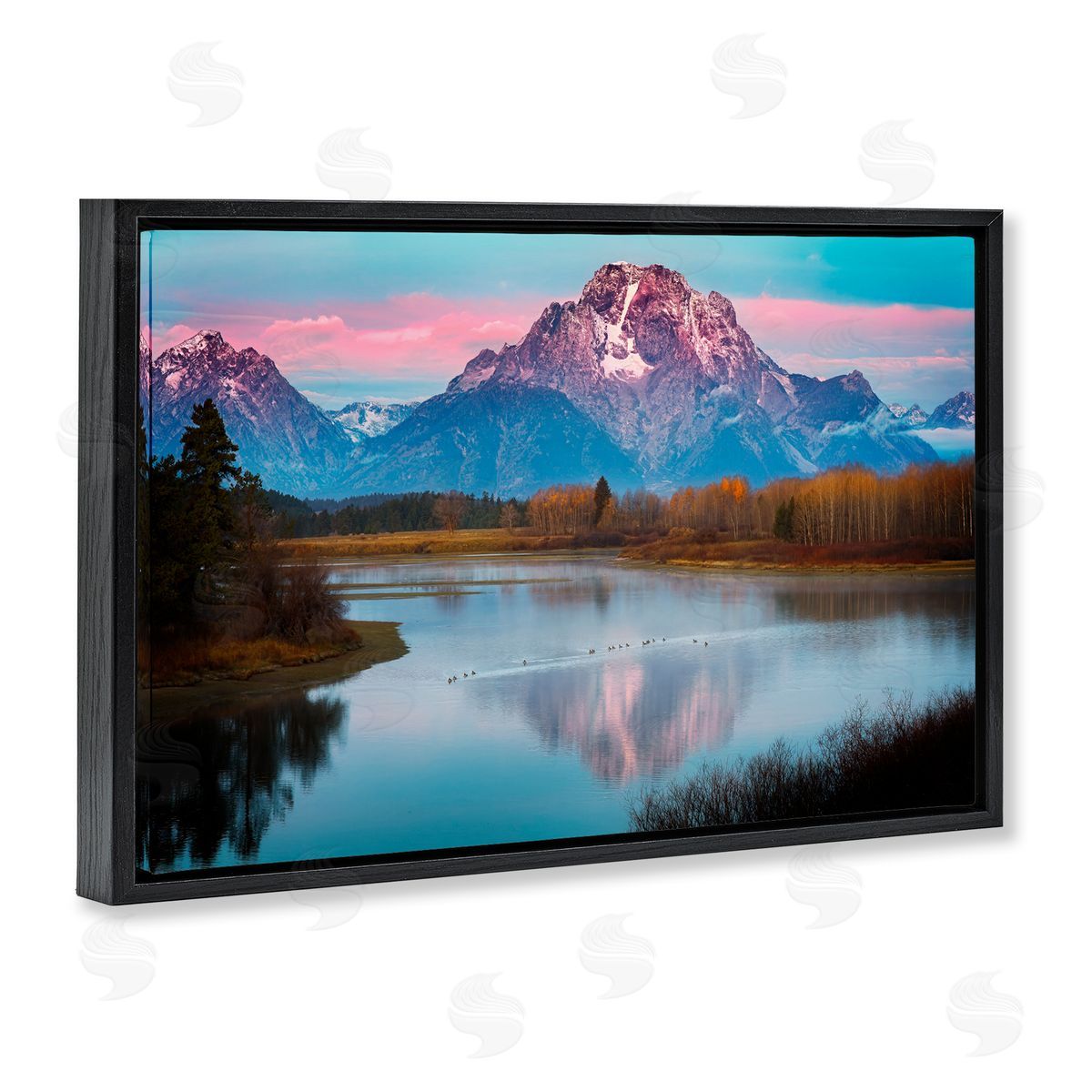 Rick Berk Vast Mountain Lake Photography Black Floating Frame Canvas Wall Art Print
