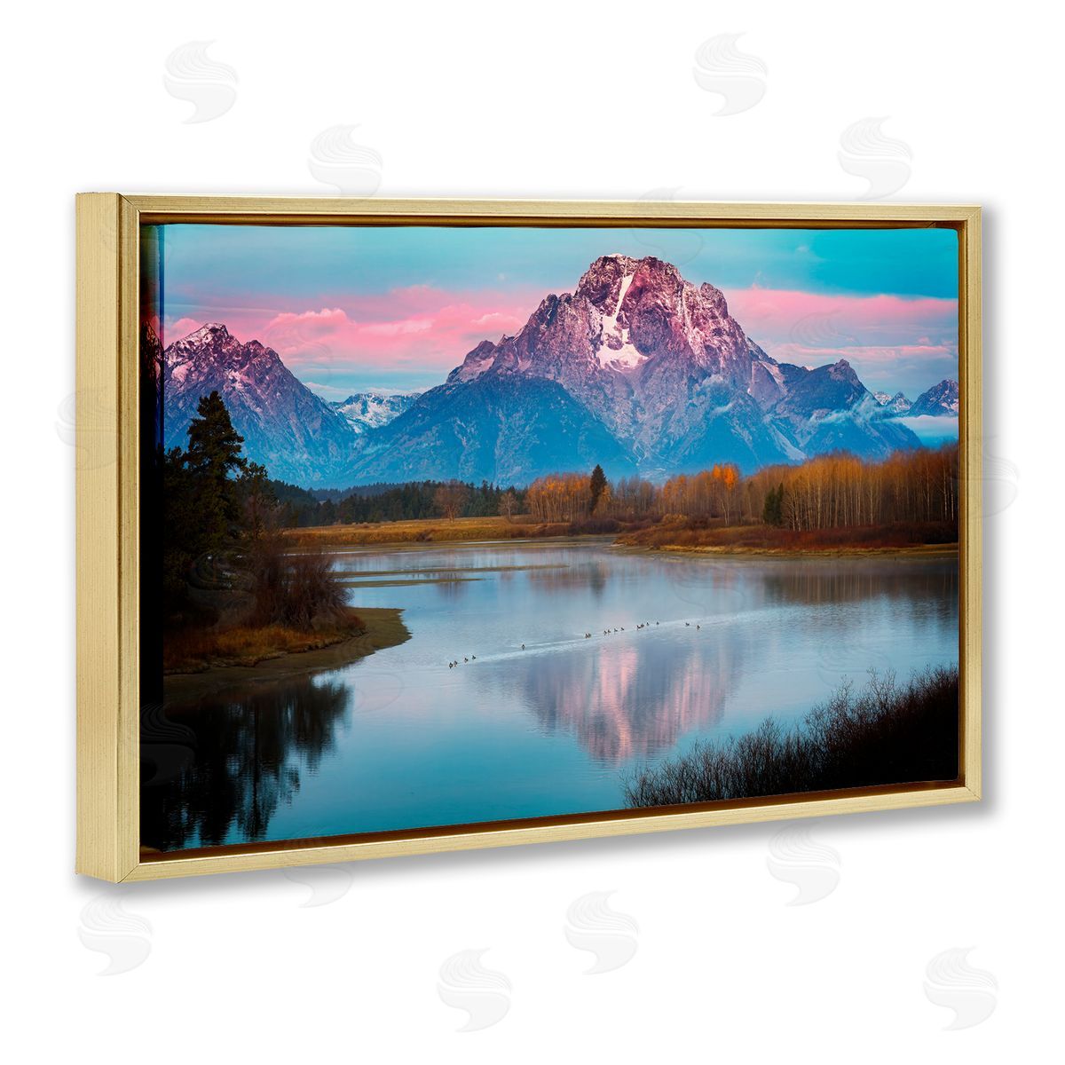 Rick Berk Vast Mountain Lake Photography Gold Floating Frame Canvas Wall Art Print