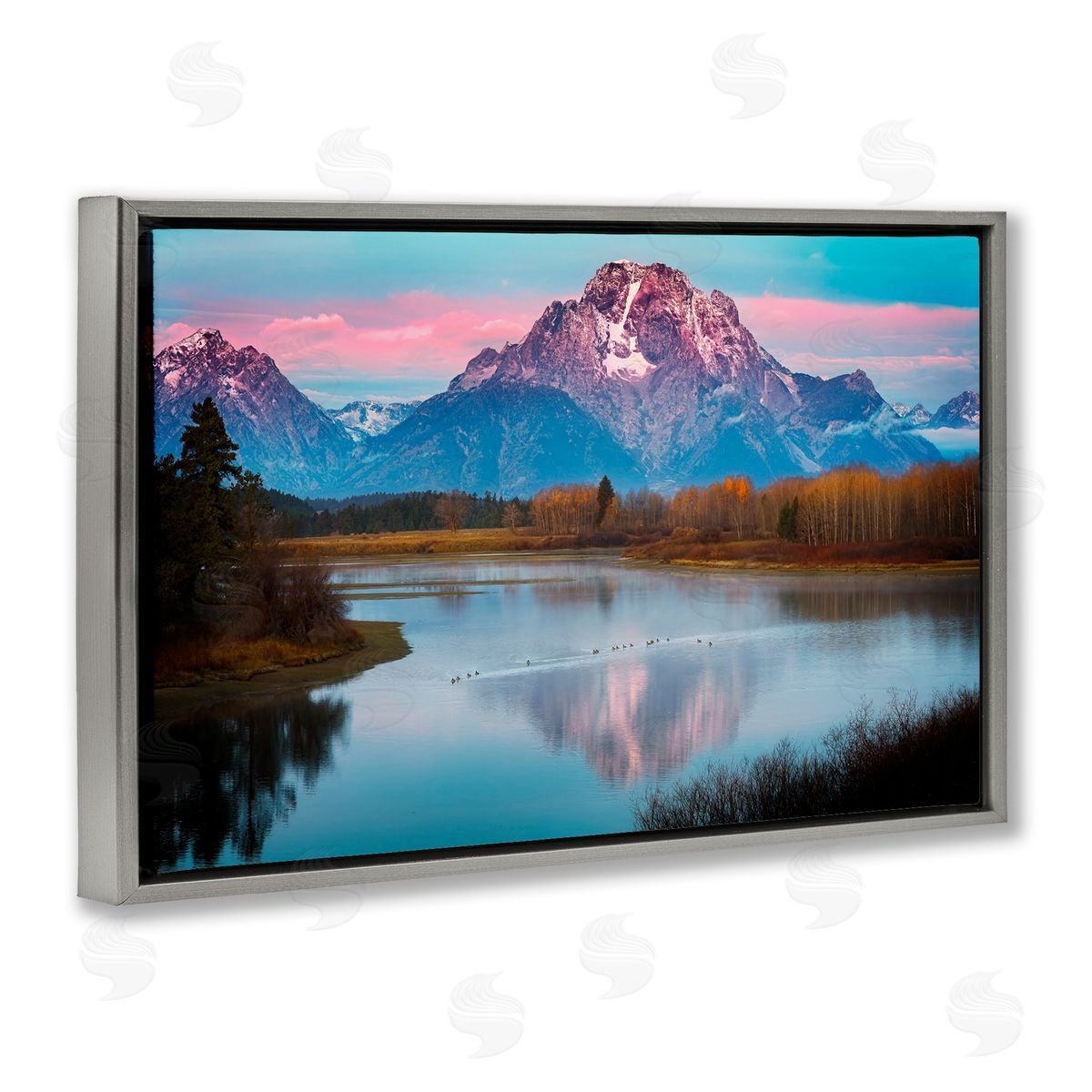Rick Berk Vast Mountain Lake Photography Gray Floating Frame Canvas Wall Art Print