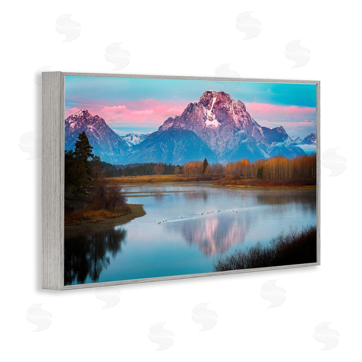 Rick Berk Vast Mountain Lake Photography Gray Framed Giclee Wall Art Print