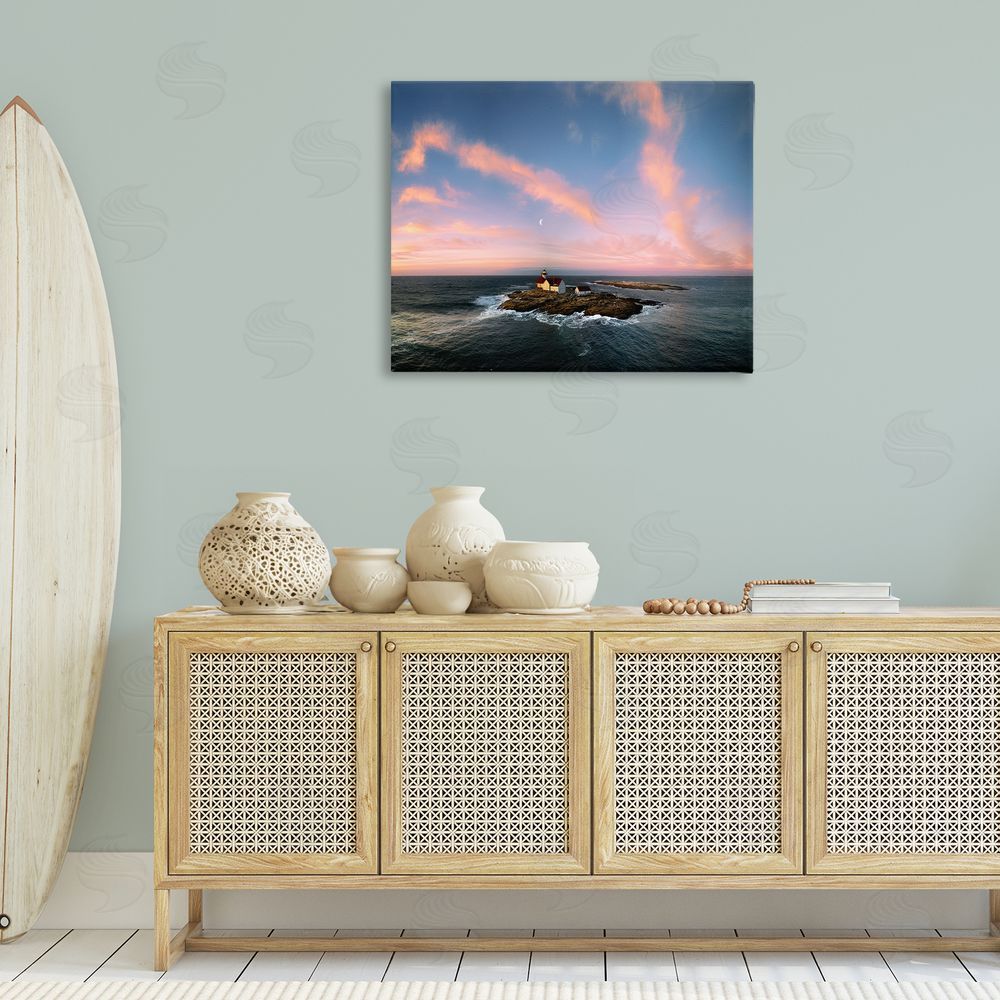Rick Berk Coastal Island Moon Overhead Canvas Wall Art Print in Room
