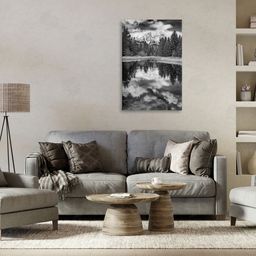 Rick Berk Black & White Forest Reflection Canvas Wall Art Print in Room