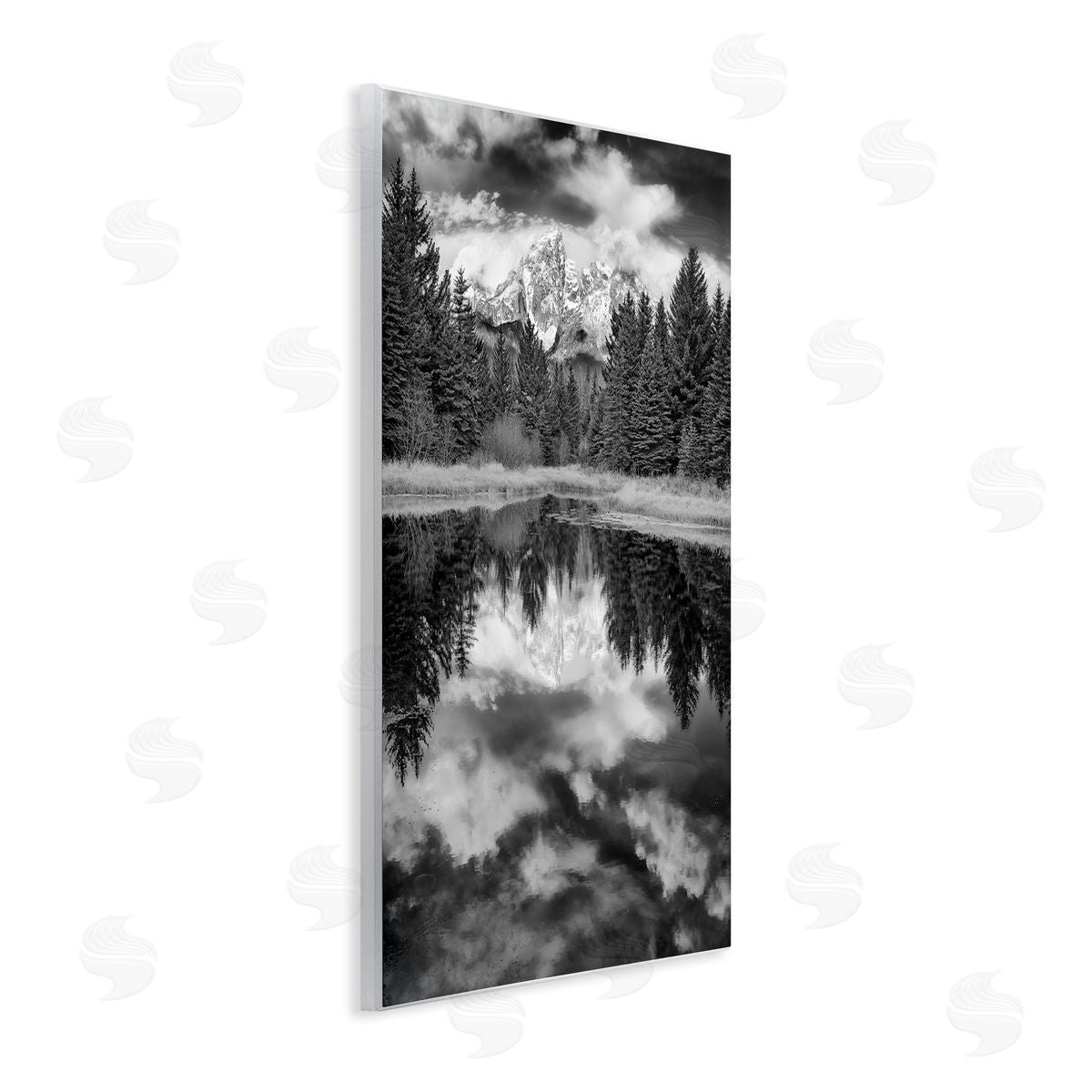 Rick Berk Black & White Forest Reflection Wooden Wall Plaque Art Print