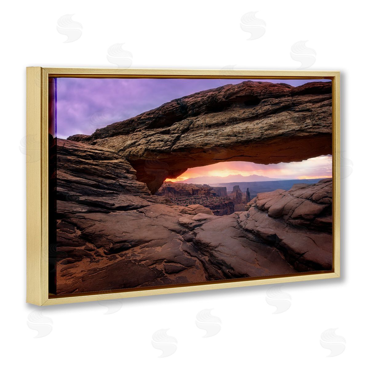 Rick Berk Natural Canyon Rock Arch Gold Floating Frame Canvas Wall Art Print