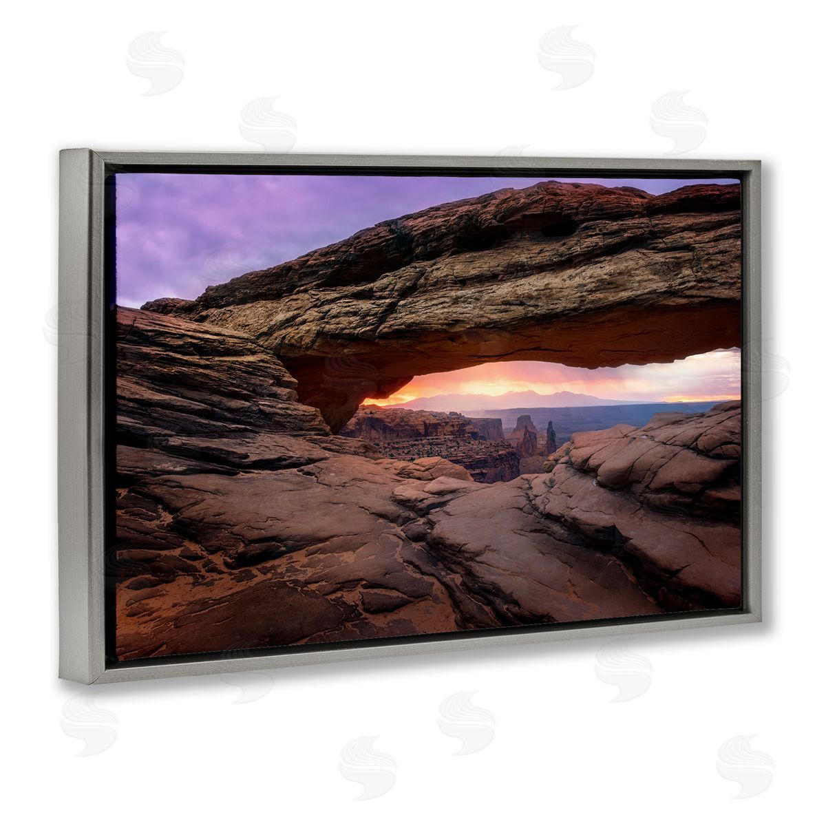 Rick Berk Natural Canyon Rock Arch Gray Floating Frame Canvas Wall Art Print