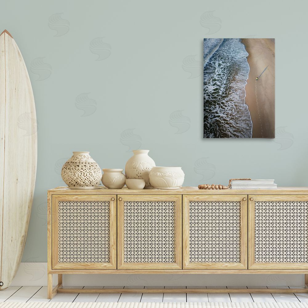 Rick Berk Vertical Aerial Beach View Canvas Wall Art Print in Room