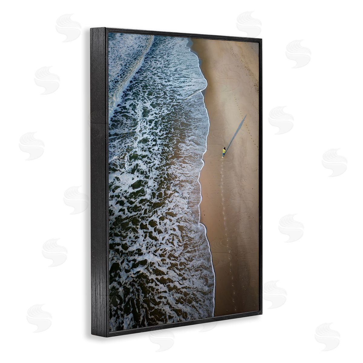 Rick Berk Vertical Aerial Beach View Black Framed Giclee Wall Art Print