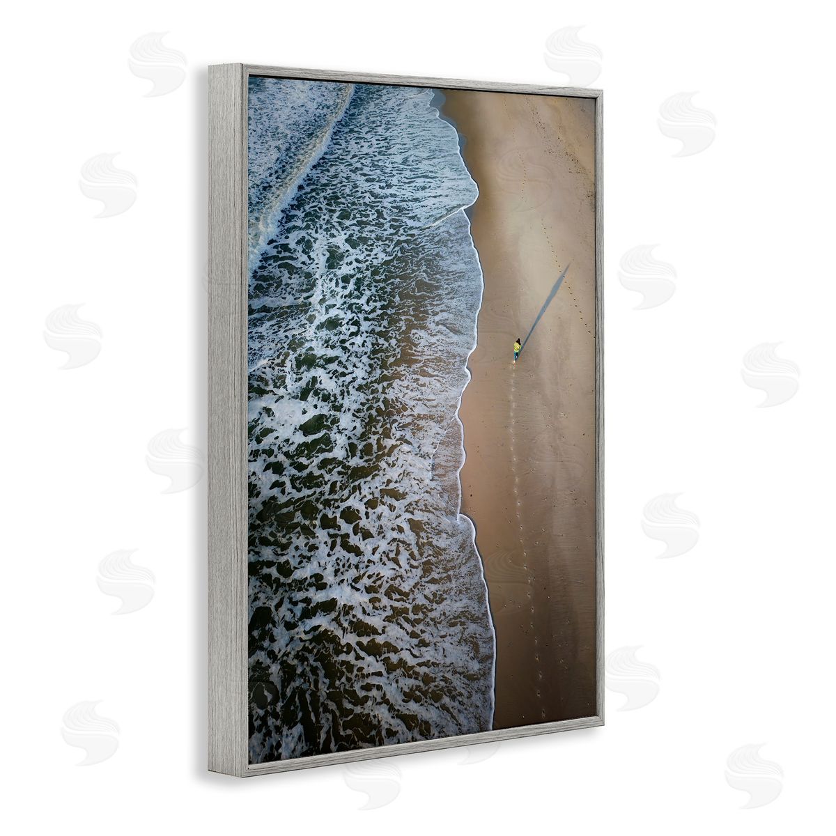 Rick Berk Vertical Aerial Beach View Gray Framed Giclee Wall Art Print