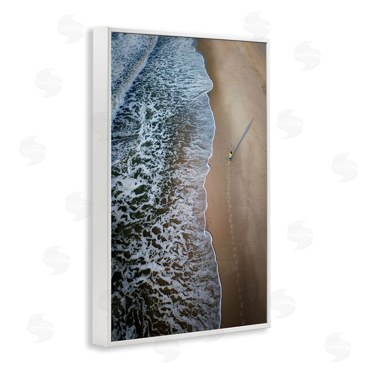 Rick Berk Vertical Aerial Beach View White Framed Giclee Wall Art Print