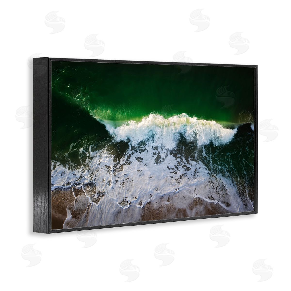 Rick Berk Deep Green Wave Splash Black Framed Giclee Wall Art Print