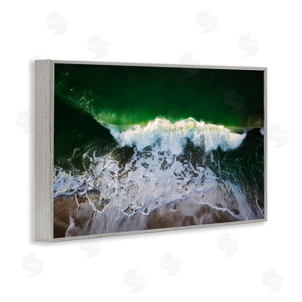Rick Berk Deep Green Wave Splash Gray Framed Giclee Wall Art Print