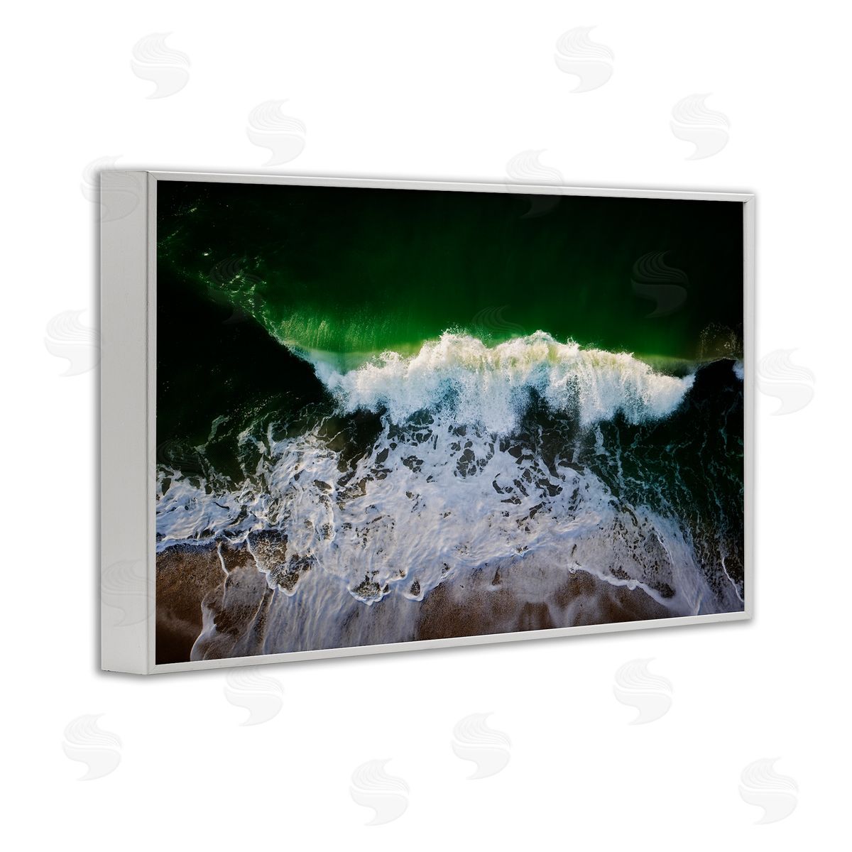 Rick Berk Deep Green Wave Splash White Framed Giclee Wall Art Print