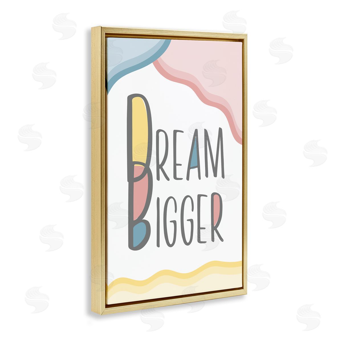 Martina Pavlova Dream Bigger Pastel Shapes Gold Floating Frame Canvas Wall Art Print