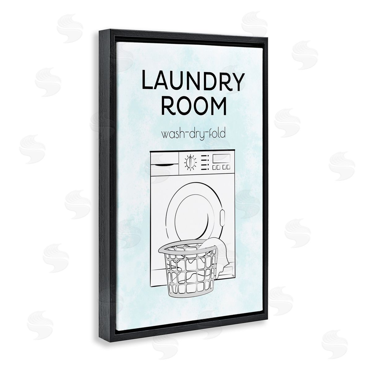 Martina Pavlova Minimal Laundry Wash Dry Fold Black Floating Frame Canvas Wall Art Print