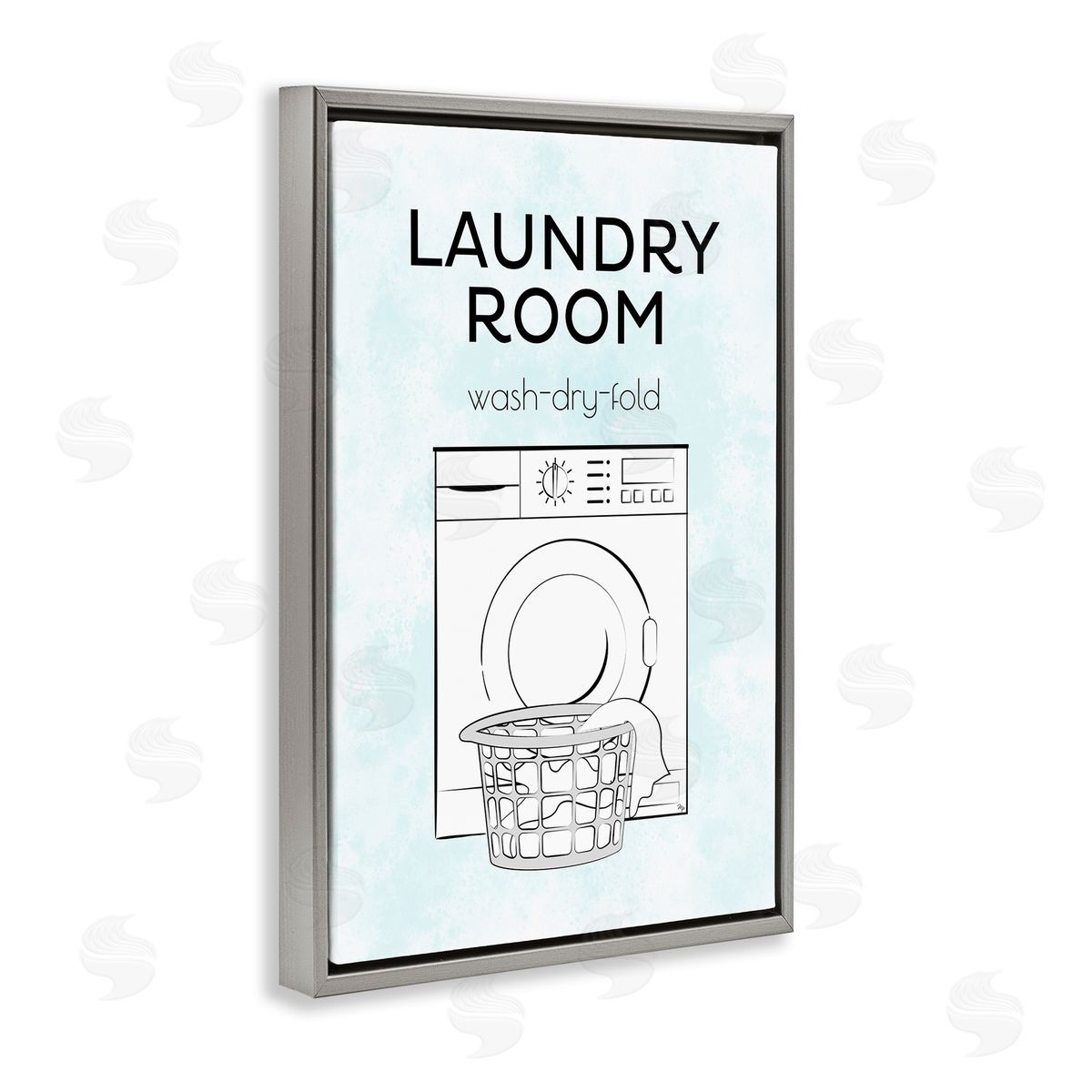 Martina Pavlova Minimal Laundry Wash Dry Fold Gray Floating Frame Canvas Wall Art Print
