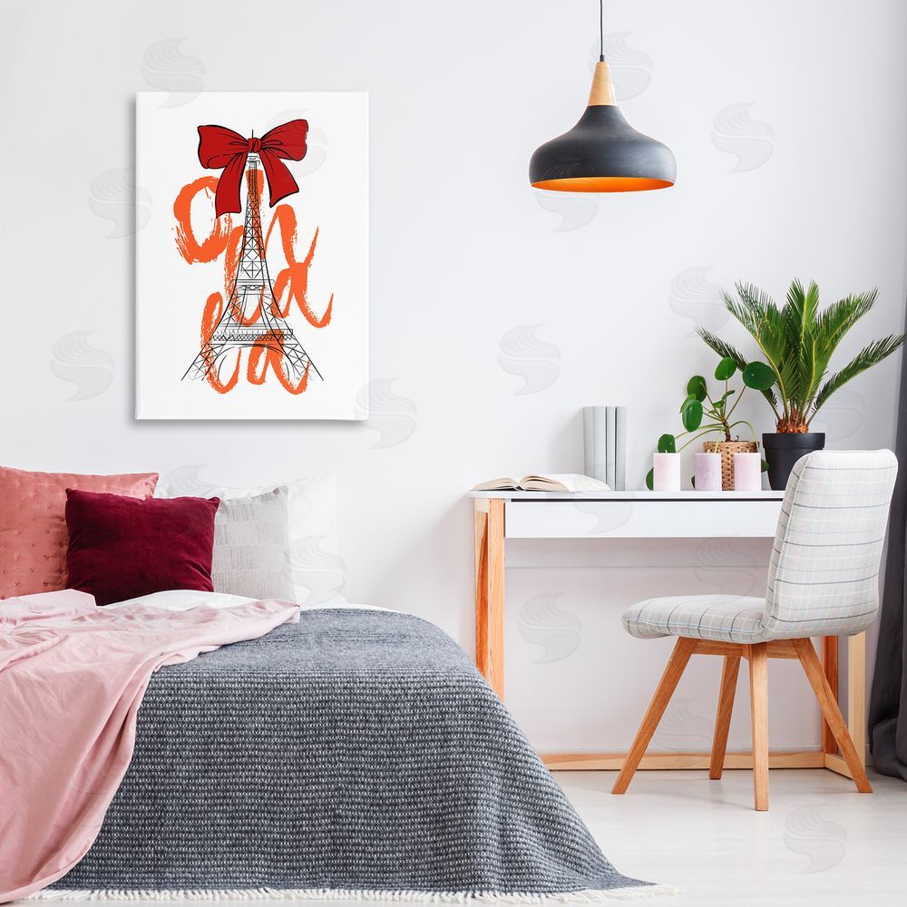 Martina Pavlova Oh La La Eiffel Tower Canvas Wall Art Print in Room