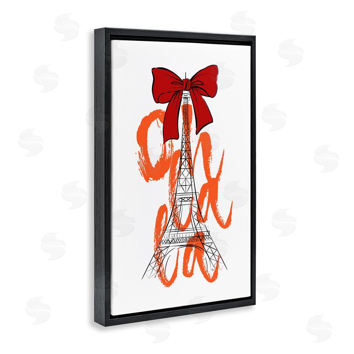 Martina Pavlova Oh La La Eiffel Tower Black Floating Frame Canvas Wall Art Print