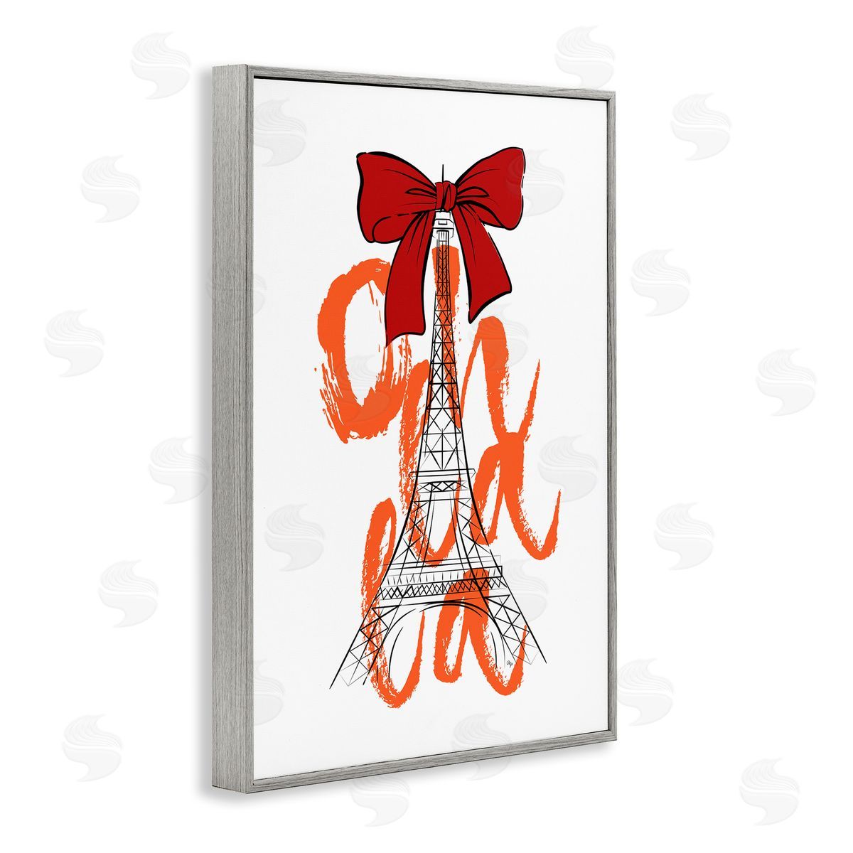 Martina Pavlova Oh La La Eiffel Tower Gray Framed Giclee Wall Art Print